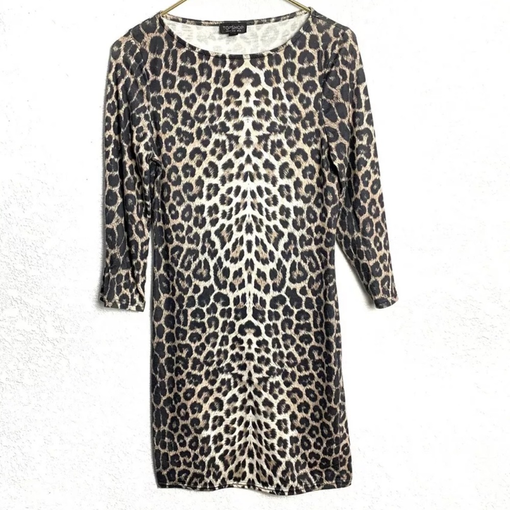 Topshop Leopard Long Sleeve Dress